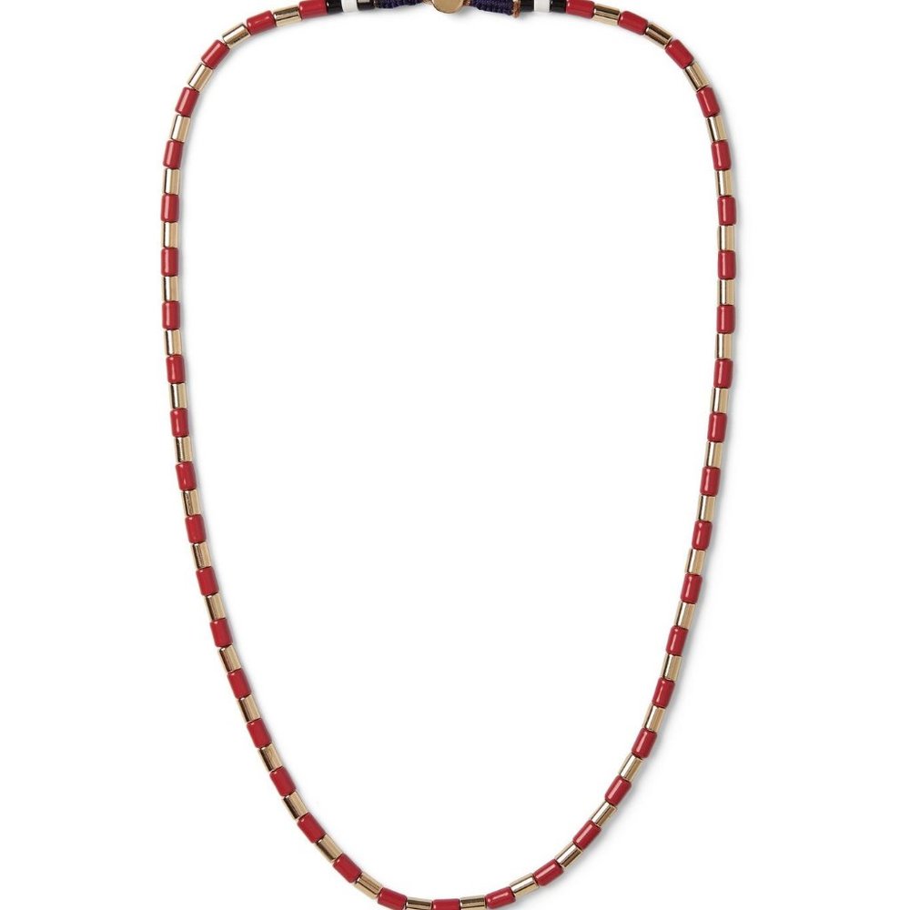 BNWOT Roxanne Assoulin RED GILDED U-TUBE NECKLACE